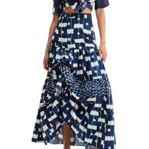 New Desigual Stella Jean Skirt Size Large Multi Positional Maxi Tiered